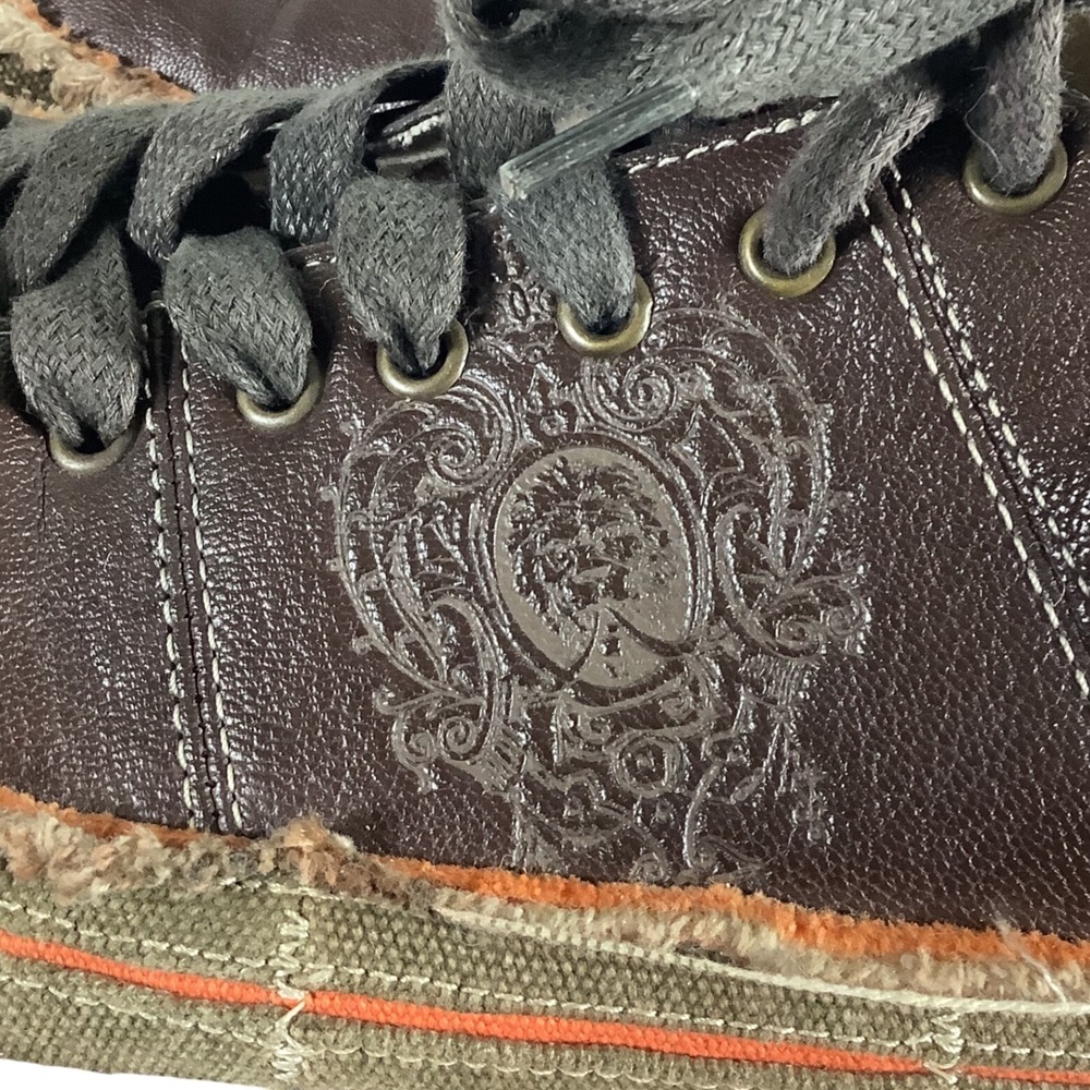 Kenneth Cole Reaction Mens Brown Leather Canvas Distressed Sneakers Size 14 - Picture 5 of 9